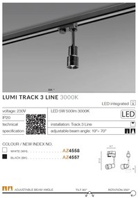 Spot LED directionabil pe sina LUMI TRACK 3Line 5W alb