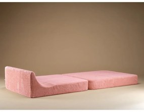 Fotoliu pentru copii roz cu tapițerie din catifea reiată Flipster – Wigiwama