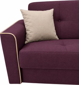 Canapea VERA extensibila, 3 locuri, lada de depozitare, stofa mov + bej 225x90x90 Stofa, Mov + Bej