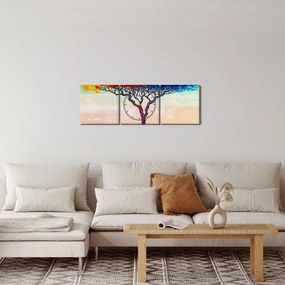Tablou cu pom pictat (cu ceas) (90x30 cm)