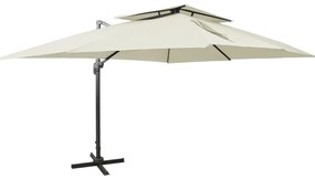 vidaXL Umbrelă în consolă cu înveliș dublu, nisipiu, 400x300 cm