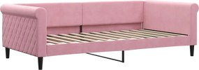 vidaXL Pat de zi, roz, 100x200 cm, catifea