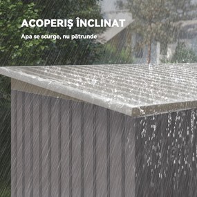 Outsunny - Depozit de grădină din oțel cu 2 orificii de aerisire și 2 uși culisante, 280x130x172 cm, gri deschis | Aosom Romania