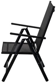 Scaun metalic pliabil Muhler 1005248, 7 pozitii, Spatar si scaun din material textil, Negru