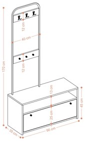 Set mobilier pentru hol Niko (Nuc + Negru). 1073484