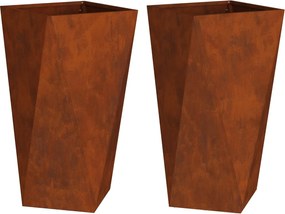 vidaXL Jardinieră 2 pcs Ruginit 40 x 40 x 75 cm
