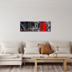 Tablou cu mașina veteran (cu ceas) (90x30 cm)