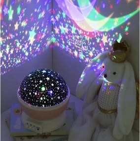 Atmosphera - Proiector LED pentru copii, alimentat de 3 baterii AA, roz
