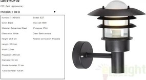 Aplica de perete exterior IP44 Lonstrup 22 negru 71431003NL
