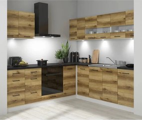 Set bucatarie JUNONA LINE, stejar delano/alb, PAL, 220x240 cm, cu blat