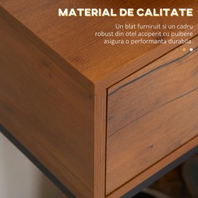 HOMCOM Consola pentru hol cu sertar, masa consola din lemn cu picioare din otel, 80x30x76cm, maro si negru | Aosom Romania