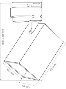 Spot pentru sistem de șină SQUARE 1xGU10/10W/230V negru