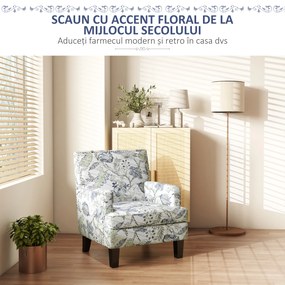 HOMCOM Scaun accent modern mid-century cu model floral si ornamen | Aosom Romania