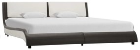 280371 vidaXL Cadru de pat cu LED, gri și alb, 180x200 cm, piele ecologică