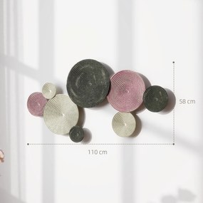 HOMCOM Artă Murală cu 8 Discuri 3D și Accesorii de Montare Incluse, Decorații Metalice de Perete, 110x7x58 cm, Bronz, Portocaliu și Galben | Aosom Romania