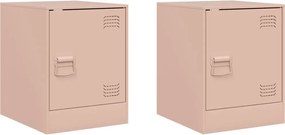 vidaXL Noptiere, 2 buc., roz, 34,5x39x44 cm, oțel