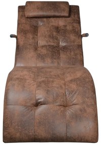 244093 vidaXL Șezlong cu pernă, maro, aspect piele întoarsă