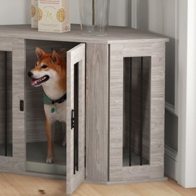 PawHut Cușcă pentru câine, cușcă, design colțar, incl. încuietoare, 1 pernă de odihnă, 104 x 55 x 63 cm, Maro | Aosom Romania