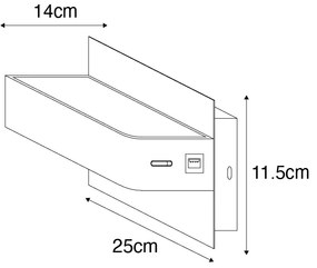 Aplică modernă neagră incluzând LED cu USB și întrerupător - Ted