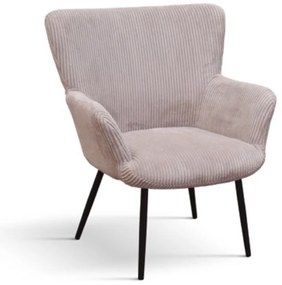 Fotoliu Cielo, structura metalica, Catifea Reiata - ROZ PUDRAT