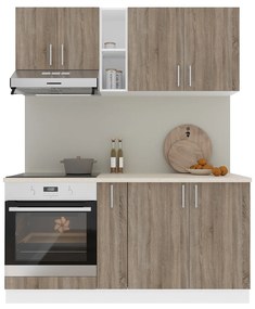 Set haaus V7, Stejar Sonoma Inchis/Alb, Blat Thermo 28 mm, L 160 cm