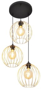 Lustră pe cablu MERCURE 3xE27/15W/230V auriu/negru