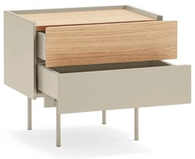 Noptieră bej-natural cu aspect de lemn de stejar Otto – Teulat