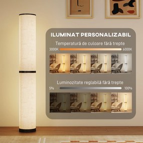 HOMCOM Lampă de Podea cu Telecomandă și Reglaj Temperatură 3000-6000K, Abajur din Material Textil, Ø20x135 cm, Bej | Aosom Romania