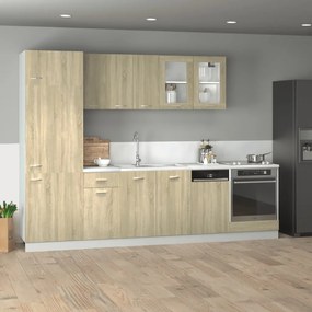vidaXL Set dulap de bucătărie “Lyon”, 8 piese, stejar sonoma