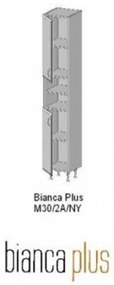 Dulap înalt Bianca Plus 30 cu 2 uși, deschis, alb lucios, universal