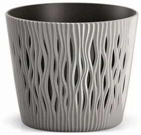 Ghiveci decorativ de flori, rotund, gri, 22.5x19.2 cm, Sandy Round