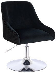 HR920N Scaun Neagră din Catifea cu Bază Cromata