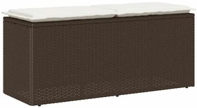 vidaXL Bancă de grădină cu pernă maro 110x40x44 cm polirattan