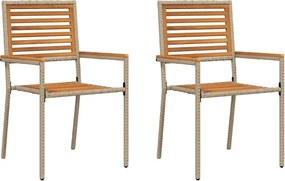 vidaXL Scaune de grădină stivuibile 2 pcs Maro și Bej