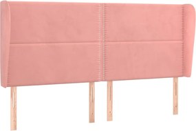 vidaXL Tăblie de pat cu aripioare, roz, 163x23x118/128 cm, catifea