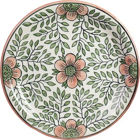 Platou rotund din ceramică pictată manual, Ø 37 x H 4,3 cm, multicolor, „Cleo"