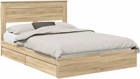 vidaXL Pat cu storage Stejar Sonoma 140 x 190 cm Lemn compozit