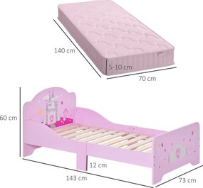 HOMCOM Pat Copii Design Sigur cu Margini Rotunjite și Sine Laterale, 3-6 Ani, 143x73x60cm | Aosom Romania