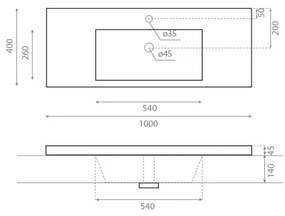 Bathco 0515 - Lavoar încastrat COLLOTO 100 x 40 cm, din rășină, alb