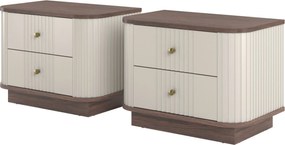 Set de noptiere Vesper 56 cm cu mânere aurii - culoare cașmir / nuc