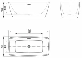 Cada baie freestanding dreptunghiulara 150 x 72 cm Deante Anemon 1500x720 mm