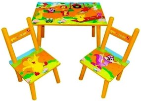 Masuta copii din MDF cu doua scaune Novokids™ My first table, dimensiuni 59X39X40, suprafata lucioasa, Portocaliu