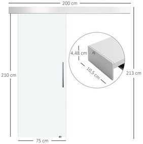 Homcom Usa Glisanta din Sticla pentru Interior, 210x75cm | Aosom Ro