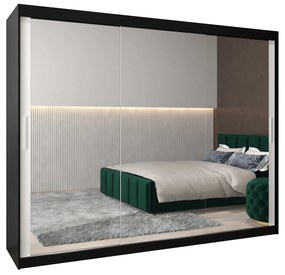 Dulap de haine 250 cm Toki 3 (negru mat + alb mat). 1065115