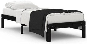 810329 vidaXL Cadru de pat mic single, negru, 75x190 cm, lemn masiv