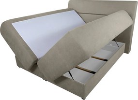Pat matrimonial, Bergen Memory, 160x200 cm, cu spatiu pentru depozitare, Taupe