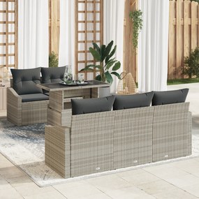 vidaXL Set de canapea pentru grădină din 6 piese, cu perne gri din rattan sintetic.