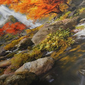 Tablou - Cascade în peisaj de toamnă, portocaliu (120x50 cm)