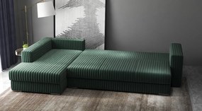Colțar extensibil dumonde cu ladă de depozitare si sezut confortabil din spuma high-density, Gloria Ambience Green 320x183 cm
