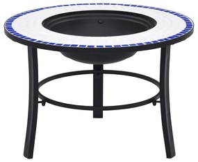 vidaXL Vatră de foc cu mozaic, albastru și alb, 68 cm, ceramică